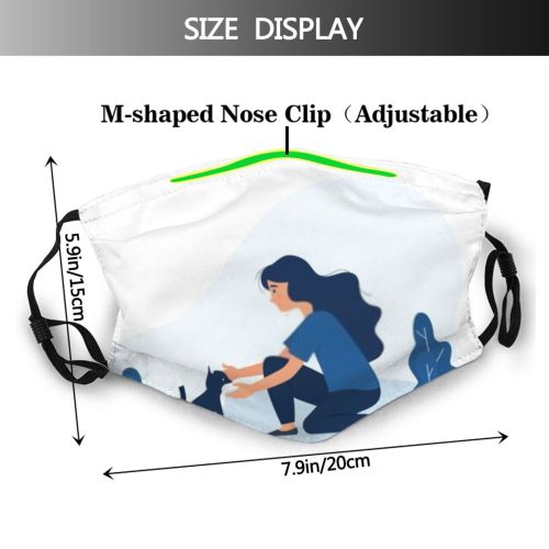 yanfind Isolated Young Cat Cute Smiling Friendly Colorful Embrace Cheerful Entertain Stray Lady Dust Washable Reusable Filter and Reusable Mouth Warm Windproof Cotton Face