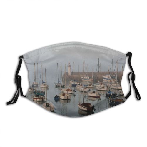 yanfind Harbor Vehicle Calm Morning Atmospheric Reflection Harbour Light Marina Boats Sunrise Morning Dust Washable Reusable Filter and Reusable Mouth Warm Windproof Cotton Face