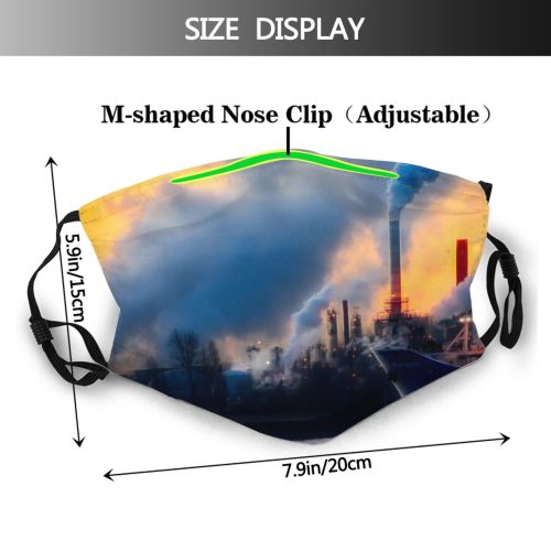 yanfind Industrial Factory Electricity Ship Exhaust Clouds River Power Chimney Smog Air Atmosphere Dust Washable Reusable Filter and Reusable Mouth Warm Windproof Cotton Face