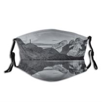 yanfind Idyllic Reflective Lake Calm Evening Night Mountain Nero Lago Tranquil Scenery Mountains Dust Washable Reusable Filter and Reusable Mouth Warm Windproof Cotton Face