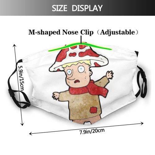 yanfind Crazy Cute Mushroom Cheerful Doodle Simple Design Toadstool Quirky Art Retro Silly Dust Washable Reusable Filter and Reusable Mouth Warm Windproof Cotton Face