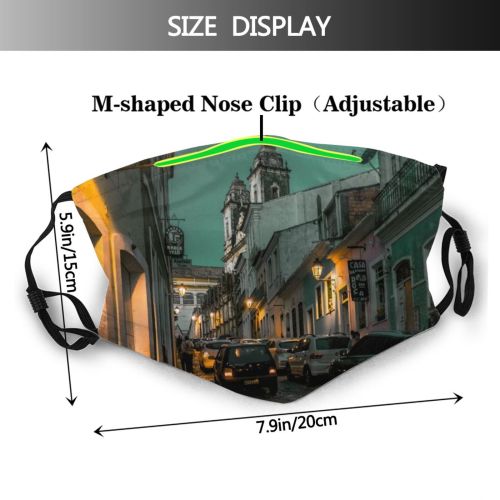 yanfind Lamps Town Exterior Cars Walls Evening Night Old Road Cobblestone Tourism Urban Dust Washable Reusable Filter and Reusable Mouth Warm Windproof Cotton Face