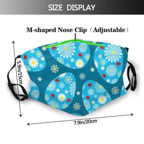 yanfind Blossom Spring Flower Meadow Cute Design Ladybird Season Egg Cheerful Azure Field Dust Washable Reusable Filter and Reusable Mouth Warm Windproof Cotton Face