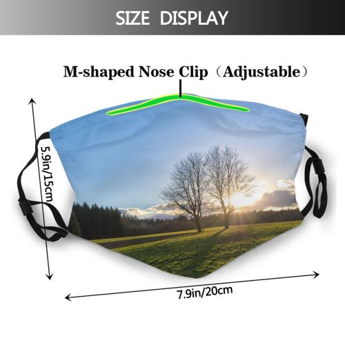 yanfind Field Tranquil Fields Winter Natural Atmospheric Hills Cloud Sunset Landscape Sky Peaceful   Dust Washable Reusable Filter and Reusable Mouth Warm Windproof Cotton Face