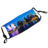 yanfind Landmark Downtown Evening Night Harbor Marina Tower Urban River Modern Dark Outdoors Dust Washable Reusable Filter and Reusable Mouth Warm Windproof Cotton Face