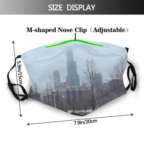 yanfind Winter Settlement Tower Winter Area Atmospheric City Sears Snow Skyscraper Metropolitan Bench Dust Washable Reusable Filter and Reusable Mouth Warm Windproof Cotton Face