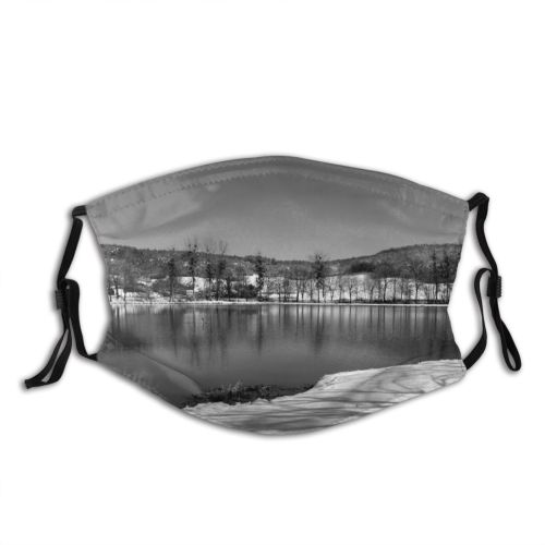 yanfind Frost Scenery Winter Contrast Natural Grey Frosty Snow Landscape Sky Reflection Snow Dust Washable Reusable Filter and Reusable Mouth Warm Windproof Cotton Face
