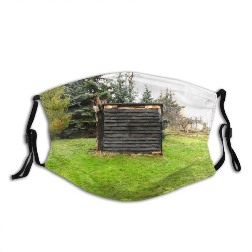 yanfind Winter Greenery Wood Area Rural Landscape Plant Lot Outhouse Tree Tree Shed Dust Washable Reusable Filter and Reusable Mouth Warm Windproof Cotton Face