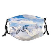 yanfind Idyllic Ice Glacier Frost Frosty Mountain Snowy Icy Clouds Panoramic Frozen Tranquil Dust Washable Reusable Filter and Reusable Mouth Warm Windproof Cotton Face