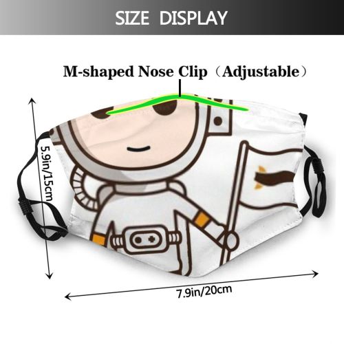 yanfind Adventure Moon Young Professional Uniform Cute Job Rocket Mascot Flying Smiling Flag Dust Washable Reusable Filter and Reusable Mouth Warm Windproof Cotton Face