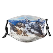 yanfind Ice Glacier Daylight Mountain Snowy Clouds Peaks Switzerland Snowcapped Mountains Peak Winter Dust Washable Reusable Filter and Reusable Mouth Warm Windproof Cotton Face