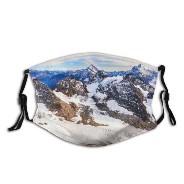 yanfind Ice Glacier Daylight Mountain Snowy Clouds Peaks Switzerland Snowcapped Mountains Peak Winter Dust Washable Reusable Filter and Reusable Mouth Warm Windproof Cotton Face