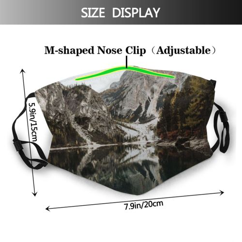 yanfind Idyllic Lake Calm Braies Tranquil Picturesque Scenery Mountains Rural Valley Trees Outdoors Dust Washable Reusable Filter and Reusable Mouth Warm Windproof Cotton Face