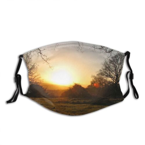 yanfind Sky Morning Natural Atmospheric Sun Sunset Landscape Sky Sunlight Tree Tree Autumn Dust Washable Reusable Filter and Reusable Mouth Warm Windproof Cotton Face