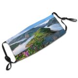 yanfind Idyllic Lake Daylight Mountain Forest Island Mountains Valley Fjord Hills Outdoors Sky Dust Washable Reusable Filter and Reusable Mouth Warm Windproof Cotton Face