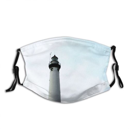 yanfind Winter Serene Sky Lighthouse Shot Tree Light Tower Calm Beacon Observation Lighthouse Dust Washable Reusable Filter and Reusable Mouth Warm Windproof Cotton Face