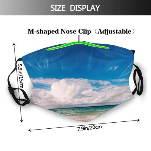 yanfind Idyllic Tropical Shore Relaxation Sea Clouds Beach Island Contrails Outdoors Sky Summer Dust Washable Reusable Filter and Reusable Mouth Warm Windproof Cotton Face