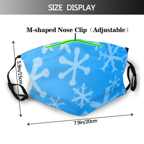 yanfind Holidays Winter Percipitation Frost Eve Christmas Azure Snowflake Symmetry Turquoise Design Electric Dust Washable Reusable Filter and Reusable Mouth Warm Windproof Cotton Face