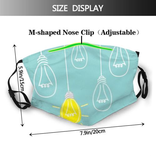 yanfind Abstract Cute Innovation Brainstorm Inspiration Doodle Simple Power Idea Lightbulb Technology Design Dust Washable Reusable Filter and Reusable Mouth Warm Windproof Cotton Face