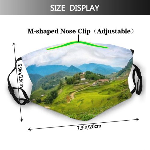 yanfind Farm Asian Cat Village Valley Mountain Terrace Terraced Field Rice Curve Travel Dust Washable Reusable Filter and Reusable Mouth Warm Windproof Cotton Face