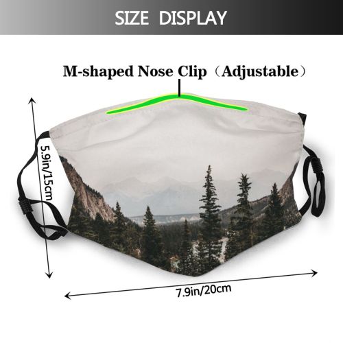 yanfind Idyllic Depth Focus Pine Field Dawn Coniferous Tranquil Dramatic Conifer Mountains Misty Dust Washable Reusable Filter and Reusable Mouth Warm Windproof Cotton Face