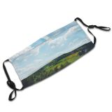yanfind Idyllic Forest Grass Clouds Rural Woods Tranquil Scenic Trees Sky Grassland Mountains Dust Washable Reusable Filter and Reusable Mouth Warm Windproof Cotton Face