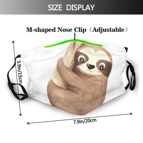 yanfind Isolated Sloth Cute Slow Lazy Brazil Trendy Natural Nursery Wildlife Summer Baby Dust Washable Reusable Filter and Reusable Mouth Warm Windproof Cotton Face