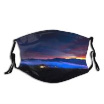 yanfind Idyllic Afterglow Dawn Mountain Clouds Tranquil Mountains Outdoors Sky Dusk Peaceful Range Dust Washable Reusable Filter and Reusable Mouth Warm Windproof Cotton Face