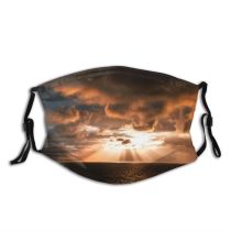 yanfind Idyllic Sunset Dawn Sea Clouds Rays Tranquil Scenery Sunbeam Sun Horizon Outdoors Dust Washable Reusable Filter and Reusable Mouth Warm Windproof Cotton Face