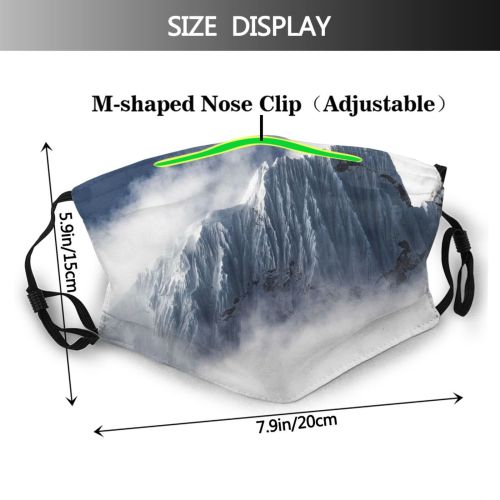 yanfind Ice Glacier Earth Mountain Snowy Rock Climb Altitude High Mountains Peak Winter Dust Washable Reusable Filter and Reusable Mouth Warm Windproof Cotton Face