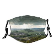 yanfind Hill Highland Living Sky Field Natural Atmospheric Autumn Cloud Vegetation Landscape Mountain Dust Washable Reusable Filter and Reusable Mouth Warm Windproof Cotton Face