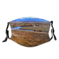 yanfind Steppe Rocky Creek Natural Autumn Wilderness Landscape Mountain Tundra Prairie Mountain Grassland Dust Washable Reusable Filter and Reusable Mouth Warm Windproof Cotton Face