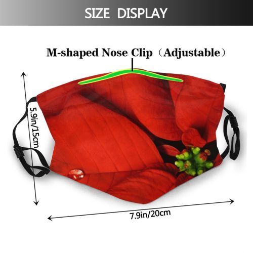 yanfind Winter Flower Perennial Christmas Coquelicot Plant Petal Flower Leaf Dash Macro Plant Dust Washable Reusable Filter and Reusable Mouth Warm Windproof Cotton Face