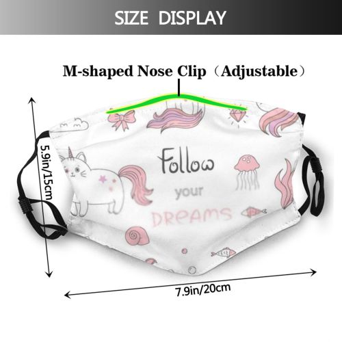 yanfind Isolated Patches Fashion Cat Cute Mermaid Fantasy Tale Trendy Kid Follow Dreams Dust Washable Reusable Filter and Reusable Mouth Warm Windproof Cotton Face