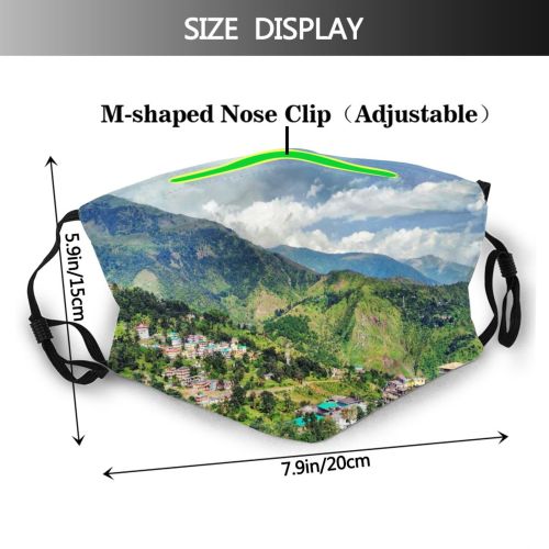yanfind Idyllic Town Mother Sight Forest Clouds Tourism Tranquil Mountains Rural Hills Architecture Dust Washable Reusable Filter and Reusable Mouth Warm Windproof Cotton Face