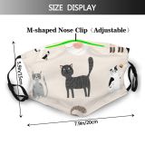 yanfind Abstract Isolated Smile Whisker Life Striped Cat Kitty Cute Simplicity Grey Lazy Dust Washable Reusable Filter and Reusable Mouth Warm Windproof Cotton Face