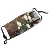 yanfind Winter Flower Frozen Spring Snowflake Amaryllis Flourish Plant Flowers Galanthus Wildflower Snow Dust Washable Reusable Filter and Reusable Mouth Warm Windproof Cotton Face