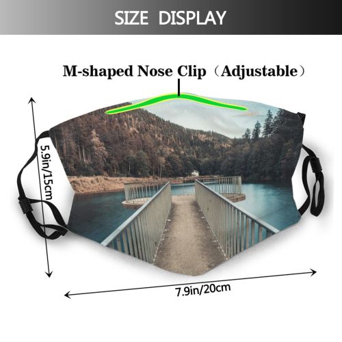 yanfind Jetty Daylight Railings Sight Reservoir Mountain Forest Clouds Daytime River Scenery Mountains Dust Washable Reusable Filter and Reusable Mouth Warm Windproof Cotton Face