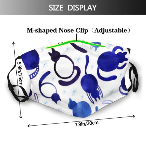yanfind Abstract Isolated Brush Fur Snow Artwork Cat Christmas Cute Seamless Winter Frozen Dust Washable Reusable Filter and Reusable Mouth Warm Windproof Cotton Face