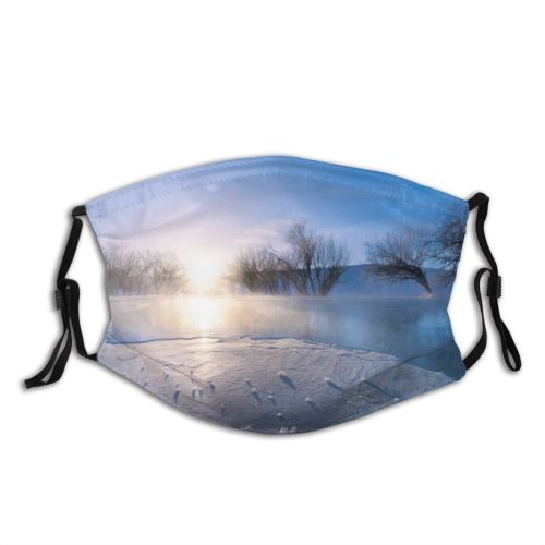 yanfind Dawn Ice East Frost Sunset Landscape Purity Frozen Tranquility Bare Tree Scene Dust Washable Reusable Filter and Reusable Mouth Warm Windproof Cotton Face