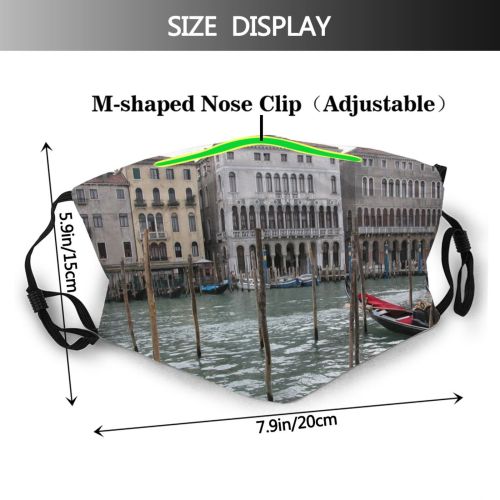 yanfind Romance Old Love Vehicle Boating Gondola Boat Buildings Venice City Watercraft Passion Dust Washable Reusable Filter and Reusable Mouth Warm Windproof Cotton Face