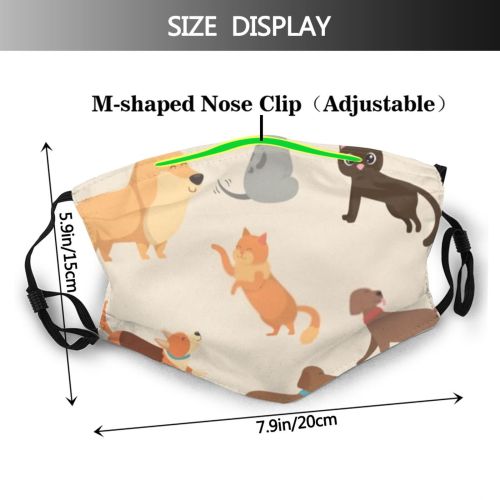 yanfind Friends Dogs Adopt Happiness Little Kitty Comic Cute Friendly Puppy Cheerful Domestics Dust Washable Reusable Filter and Reusable Mouth Warm Windproof Cotton Face