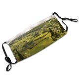 yanfind Idyllic Field Mountain Tuscany Clouds Daytime Coniferous Tranquil Scenery Mountains Peak Rural Dust Washable Reusable Filter and Reusable Mouth Warm Windproof Cotton Face