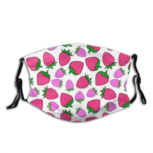 yanfind Abstract Fashion Stylized Handdrawn Yummy Christmas Cute Vegetarian Seamless Colorful Berry Strawberry Dust Washable Reusable Filter and Reusable Mouth Warm Windproof Cotton Face