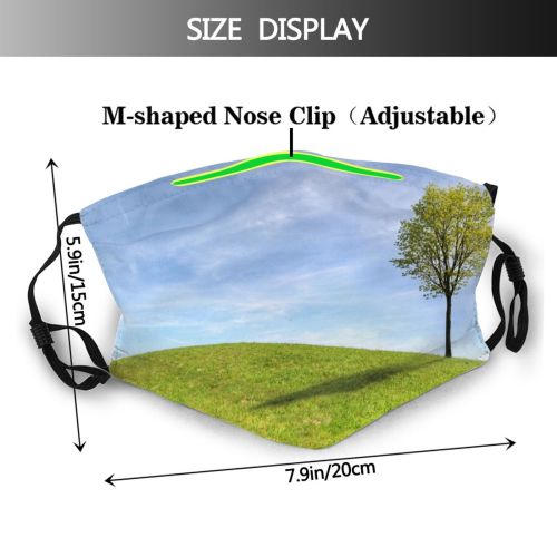 yanfind Idyllic Countryside Grass Rural Summer Landscape Lawn Scenic Horizon Outdoors Sky Grassland Dust Washable Reusable Filter and Reusable Mouth Warm Windproof Cotton Face