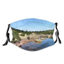 yanfind Moutain Resources Lake Natural Wilderness Pond Watercourse Landscape Rocks Rock Trees River Dust Washable Reusable Filter and Reusable Mouth Warm Windproof Cotton Face