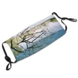 yanfind Lake Landscape Reflection Trees Sky Tree Branch Natural River Branches Bank Dust Washable Reusable Filter and Reusable Mouth Warm Windproof Cotton Face