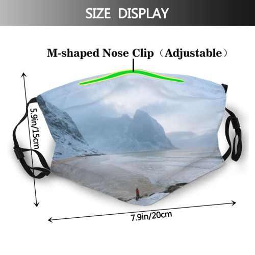 yanfind Ice Glacier Amazing Daylight Sunset Frost Mood Frosty Mountain Waves Rock Iceberg Dust Washable Reusable Filter and Reusable Mouth Warm Windproof Cotton Face