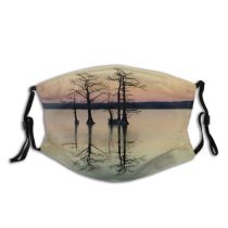 yanfind Calm Lake Reelfoot Natural Morning Beauty Landscape Reflection Sky Branch Sunrise Tree Dust Washable Reusable Filter and Reusable Mouth Warm Windproof Cotton Face