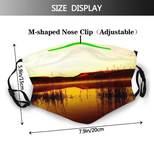 yanfind Wales Sunset Reservoir Landscape Lake Sky Reflection Horizon Sunrise Morning Natural Evening Dust Washable Reusable Filter and Reusable Mouth Warm Windproof Cotton Face